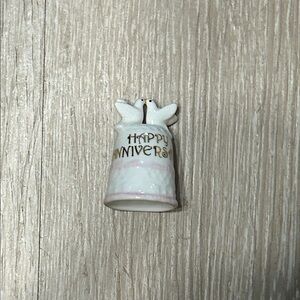 Enesco Happy Anniversary Porcelain Thimble with Doves - White and Pink 1.5in